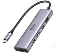 Концентратор Ugreen USB-C to HDMI + 2xUSB 3.2 + 2xUSB-C 3.2 + PD CM511 gray (35999)