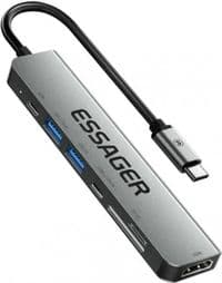 Essager USB-C 7-в-1 Hub HDMI + USB 3.2 + USB-C + SD/TF серый (EHB07-QH0G-Z)