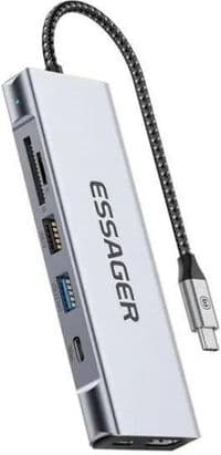 Концентратор Essager USB-C 8-in-1 HDMI + USB 3.2 + USB-C + SD/TF + M.2 PCIe/NVMe/SATA SSD support gray (EHB08-QK0G-Z)