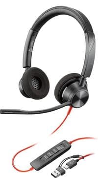 Гарнитура компьютерная стерео On-ear Poly Blackwire 3320, USB-A, USB-C, всенаправленный, черный