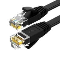 Патч-корд 1 м, U/UTP, Black, Ugreen NW102, литой, RJ45, Cat.6, Cu, PVC, плоский (50173)