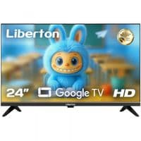 Телевізор 24" Liberton LTV-24H02GT, Black, LED, 1366x768, 60 Гц, Google TV, DVB-T2/C, LAN, Wi-Fi, Bluetooth, 2xHDMI, USB, 2 x 2 Вт, VESA 200x100