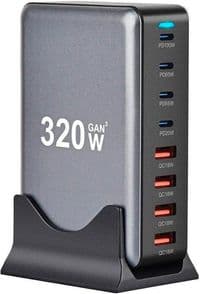 Зарядное устройство для Essager 4xUSB-C + 4xUSB 320W GaN (EZC320W-QJB0G-Z)