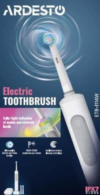 Щітка зубна електр. Ardesto, ETB-I114W, 10т. колив/хв, насадок-3, IPX7, білий