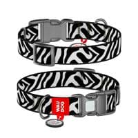 Ошейник для животных WAUDOG Nylon с QR адресником "Зебра" пластиковый фастекс L (282-0055)