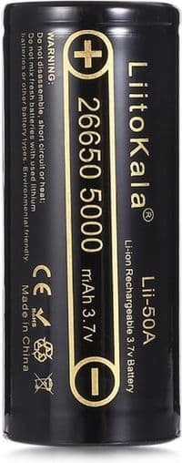 Аккумулятор 26650 Li-Ion LiitoKala Lii-50A-JT, 5000mAh (5100-5200mAh), 15A, 3.7V (2.75-4.2V), Black, 2 шт в упаковке, цена за 1 шт