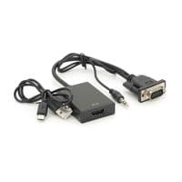 Перехідник HDMI (мама) на VGA (тато) 10 см + АУДІО, чорний, 4K / 2K, блістер Q200