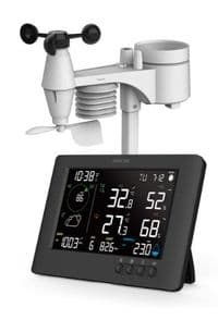Метеостанция Sencor, внутр/наруж измерения, от сети/CR2032x1+AAx3, темп-ра, влажность, время, прогноз погоды, атмосферное давление, шв. ветра, подкл. до WIFI, черный