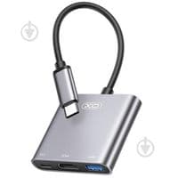 Концентратор XO USBC to USBCPD100W + HDMI 4K30Hz + USB 3.0 grey (HUB011.tranish)