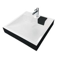 Раковина, умивальник Adamant WASHER NEW, штучний камінь, прямокутний з отвором для змішувача, без переливу, 595х595х115мм, накладний, чорно-білий