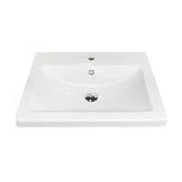 Раковина, умивальник Adamant CERS, штучний камінь, прямокутний з отвором для змішувача, з отвором для переливу, 495x390x158мм, накладний, білий