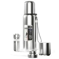 Термос Merlion с ситечком и чашкой 1,5л, стальной (ZK-127-1500Grey)