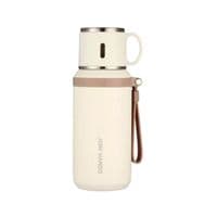 Термос Merlion с чашкой и ситечком 0,6л, белый (TermTea-600White)