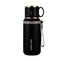 Термос Merlion с чашкой и ситечком 0,6л, черный (TermTea-600Black)
