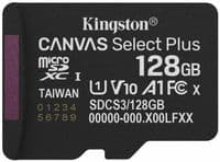 Карта памяти microSDXC 128Gb Kingston Canvas Select Plus Gen3 100R A1 C10, розничная продажа + адаптер