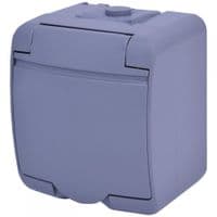 Розетка ETI 1хSchuko, зовнішня, сіра кришка, IP44, RHE-1s-SR