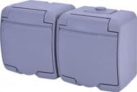 Розетка ETI 2хSchuko, зовнішня, сіра кришка, IP44, RHE-2s-SR