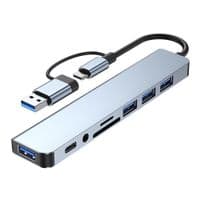 Адаптер Dynamode 8-в-1 USB-Type-C/ A на 1xType-C 2.0, 1хUSB3.0, 3хUSB2.0, 1*3.5 мм аудіо, SD/MicroSD
