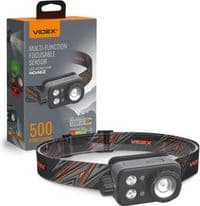 Ліхтар налобний Videx H046Z, Black, 500 Лм, 5000K, до 60 м, 6 режимів роботи, світлодіод Luminus SST20 + SMD 3W (Red/Green), акумулятор (2000 mAh, незнімний), IP65L, 96