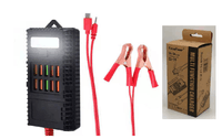 Портативний HUB ZS-09 / 2 із крокодилами на 10*USB2.0 (3A-5А), led, живлення 12В, Black, Box