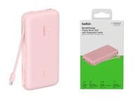 Аккумулятор портативный литий-ионный Power Bank Belkin 20000мА·ч, 20Вт, с интегрированным кабелем USB-C, розовый