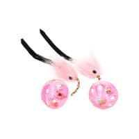 Игрушка для кошек Hippie Pet Мячики с мышкой розовые 26 см 2 шт (HIPCT18026RO)