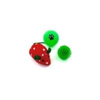 Игрушка для кошек Hippie Pet Мышка и два мячика, красный и зеленый (HIPSET2303009)