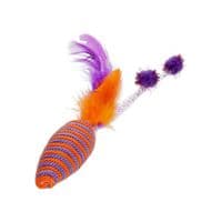 Игрушка для кошек Hippie Pet Мышка с перьями красная 16.5 см (HIPCT22029R)