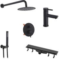 Душевой гарнитур Kroner Edelstahl Klassisch-SCH082 + смеситель Edelstahl Klassisch-SCH010 + трап линейный Harz SCH60 Sekt (CVS30168)