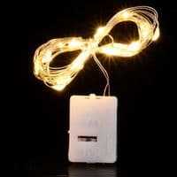 Гірлянда 20LED, 1 режим, 3 метріа, прозора ізоляція, живлення від 3*АА, White Hot