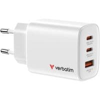 Настенное 3-портовое зарядное устройство Verbatim Essentials GaN USB 65 Вт 2 x USB-C/USB-A (белый)