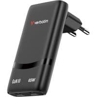 Настінний 2-портовий зарядний пристрій Verbatim Fold 'n' Go GaN USB 65 Вт  2 x USB-C (чорний)'