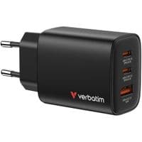 Настінний 3-портовий зарядний пристрій Verbatim Essentials GaN USB 65 Вт  2 x USB-C/ USB-A (чорний)'