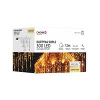 Гирлянда Chomik Бахрома 300 LED 12 м, теплый белый, IP44 от сети (5900779879843)