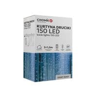 Гирлянда Chomik Штора" 150 LED холодный белый, 3x1,5м, USB, с пультом, IP20, от сети (5900779898493)