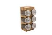 Набір ємностей для спецій на підставці Ardesto Midori, 7 предметів, 80мл, 10.7х10х20см, бамбук, нержавіюча сталь, скло, пластик