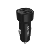 Автомобільний зарядний пристрій CANYON OnDrive 24 24 Вт 2xUSB-A Чорний