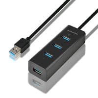 Хаб AXAGON HUE-S2BL USB3.0 CHARGING hub, 1.2м кабель, MicroUSB заряджання, чорний