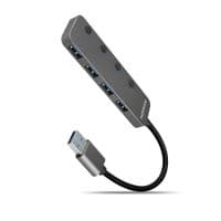 Хаб AXAGON HUE-MSA SuperSpeed USB-A SWITCH hub w. функція зарядки, USB-A кабель 20см, серый