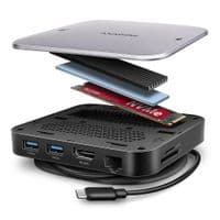Хаб AXAGON HMC-UFO USB-C 10Gbps UFO 9-в-1, сірий