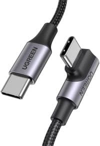 Кабель UGREEN US334 USB-C 2.0 to Angled USB-C M/M Cable Aluminium Shell with Braided 1m (Black)(UGR-70643)