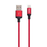 Кабель HOCO X14 USB to iP 2A, 2m, nylon, aluminum connectors Black-red