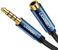 Аудіокабель UGREEN AV118 Подовжувальна оплетка 3,5 мм чоловічий - 3,5 мм жіночий 2 м чорного кольору