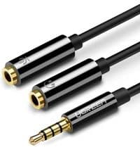 Аудіокабель UGREEN AV141 3.5mm male to 2 Female Audio Cable Aluminum Case Black
