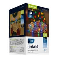 Гірлянда світлодіодна ColorWay, 100 LED, кольорова, 10 м, 8 функцій, живлення від USB (3.6 Вт), прозорий кабель (CW-G-100L10UTMC)