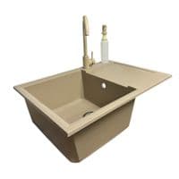 Набір кухонний Adamant Horizon Medium, штучний камінь, прямокут., з крилом, 700х500х230мм, чаша - 1, врізна, Сахара + змішувач та дозатор