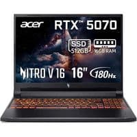 Ноутбук 16" Acer Nitro V 16 AI ANV16-42-R7BK (NH.U1FEU.002), черный, 16" (1920x1080, IPS, 165 Гц), AMD Ryzen 7 260 (8x3.8-5.1 ГГц), 16 ГБ DDR5, 512 ГБ SSD, microSD, GeForce RTX 5070 8 ГБ, LAN, WiFi 6E, Bluetooth 5.3, Type-C/3xUSB 3.2, HDMI, 76 Вт·ч, DOS