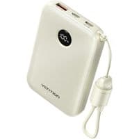 UMB Vention 10000 мАч, быстрая зарядка 22,5 Вт, USB-A, 2xUSB-C, со встроенным кабелем USB-C, бежевый.