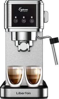Кофеварка Liberton LCM-2207, Inox, 1350W, рожковая, резервуар для воды 1л, ручной капучинатор, приготовление 2 чашек одновременно