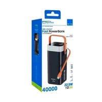 Зовнішній акумулятор ACL PW-142 40000mAh, PD22.5W, 4xUSB+USB-C, 4 кабелі (USB / Micro / Type-C / Lighting), фонарь, 0.85 кг, Чорний / Білий, Коробка